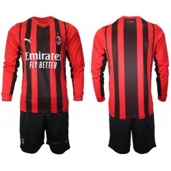 Camisola AC Milan Criança Equipamento Primeiro 2021-2022 Manga Comprida